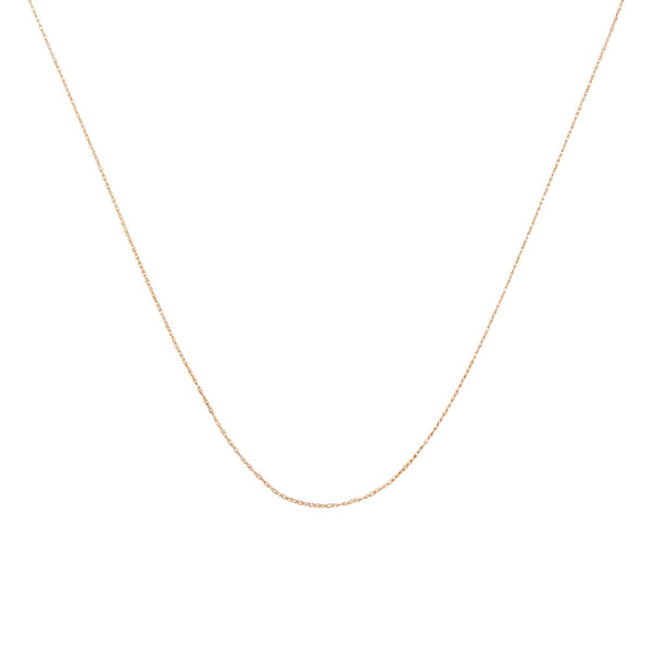 10K Gold 0.5 mm Slender & Dainty Fine Rope Chain Necklace