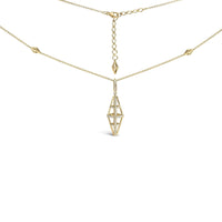 14K Yellow Gold 1.0 Cttw Diamond Studded Geometric Double Pyramid 18