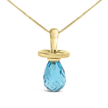 14K Yellow Gold and Blue Quartz Pacifier Pendant Necklace - 18" Inches-0