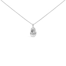 14K White Gold Diamond Accent Baby Shoe with Bow Pendant 18" Necklace (G-H Color, SI1-SI2 Clarity)-0