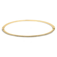 14K Yellow Gold 1/3 Cttw Diamond Half Eternity Bangle Bracelet (I-J Color, I2-I3 Clarity) - 7.75