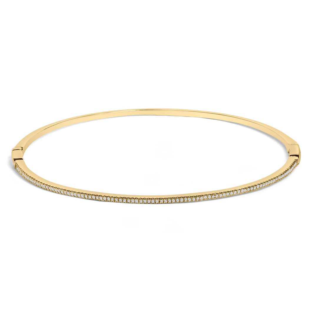 14K Yellow Gold 1/3 Cttw Diamond Half Eternity Bangle Bracelet (I-J Color, I2-I3 Clarity) - 7.75
