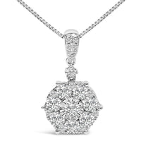14K White Gold 1 1/5 Cttw Diamond Composite Cluster Pendant Necklace (F-G Color, VS2-SI1 Clarity) - 18