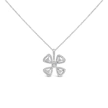 14K White Gold 5/8 Cttw Diamond 4 Leaf Floral Pendant Necklace (H-I Color, I1-I2 Clarity) - 18" Inches-0