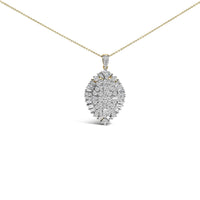 14K White and Yellow Gold 2.00 Cttw Diamond Cluster Pear Shaped Pendant Necklace (G-H Color, SI2-I1 Clarity) -20