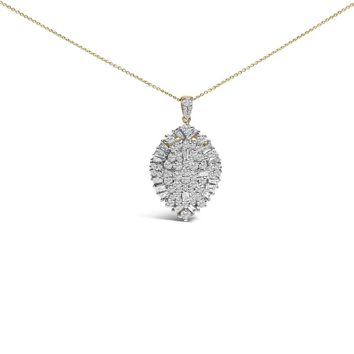 14K White and Yellow Gold 2.00 Cttw Diamond Cluster Pear Shaped Pendant Necklace (G-H Color, SI2-I1 Clarity) -20