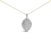 14K White and Yellow Gold 2.00 Cttw Diamond Cluster Pear Shaped Pendant Necklace (G-H Color, SI2-I1 Clarity) -20" Inches-0