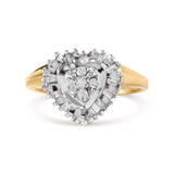 10K Yellow Gold 1/4 Cttw Round and Baguette cut Diamond Heart Shape Ballerina Ring (H-I Color, I1-I2 Clarity)-0 thumbnail 1