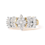 10K Yellow Gold 1.00 Cttw Diamond Starburst Ring Band (H-I Color, I1-I2 Clarity)-0 thumbnail 1