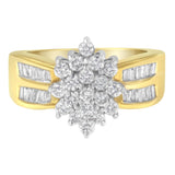 10K Yellow Gold 1.0 Cttw Marquise Composite Diamond Cluster Cocktail Ring (H-I Color, SI2-I1 Clarity)-0 thumbnail 1