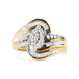 10K Yellow Gold 1/2 Cttw Diamond Pear Cluster and Swirl Ring (H-I Color, I1-I2 Clarity)-0 thumbnail 1