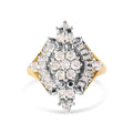 10K Yellow Gold 1 Cttw Round and Baguette cut Diamond Cluster and Rhombus Halo Ring (H-I Color, I1-I2 Clarity)-0