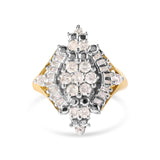10K Yellow Gold 1 Cttw Round and Baguette cut Diamond Cluster and Rhombus Halo Ring (H-I Color, I1-I2 Clarity)-0 thumbnail 1