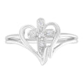 10K White Gold Diamond-Accented Cross & Open Heart Promise Fashion Ring (H-I Color, I1-I2 Clarity)-0