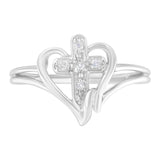 10K White Gold Diamond-Accented Cross & Open Heart Promise Fashion Ring (H-I Color, I1-I2 Clarity)-0 thumbnail 1