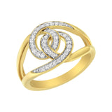14K Yellow Gold Plated .925 Sterling Silver 1/4 Cttw Diamond Interlocking Loop Open Shank Bypass Ring (I-J Color, I1-I2 Clarity)-0 thumbnail 1