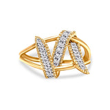 14K Yellow Gold Plated .925 Sterling Silver 1/4 Cttw Diamond Interlocking Bypass Ring (I-J Color, I1-I2 Clarity)-0 thumbnail 1