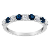 10KT White Gold 1/2 cttw Diamond and 3MM Created Gemstone Band Ring (H-I, I1-I2)-0 thumbnail 1