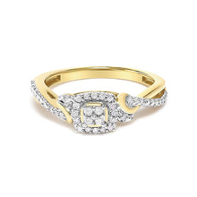 10K Yellow Gold Twisted Shank 1/10 Cttw Diamond Composite Halo Engagement Ring-0