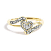 10K Yellow Gold Diamond Accent Filigree Heart Promise Ring (I-J Color, I3 Clarity)