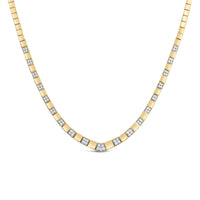 14K Yellow Gold 4/5 Cttw Diamond Cluster and Bar Set Link 3.5 MM Chain Necklace (G-H Color, VS1-VS2 Clarity) - 16