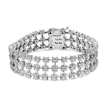 18K White Gold 7 1/2 Cttw Diamond 3 Row Floral Link Bracelet (G-H Color, VS1-VS2 Clarity) - 7 " Inches-0