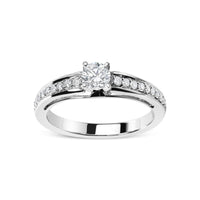 14K White Gold 1/2 Cttw Diamond Solitaire Pave Set Engagement Ring (G-H Color, VS2-SI1 Clarity) - Size 7
