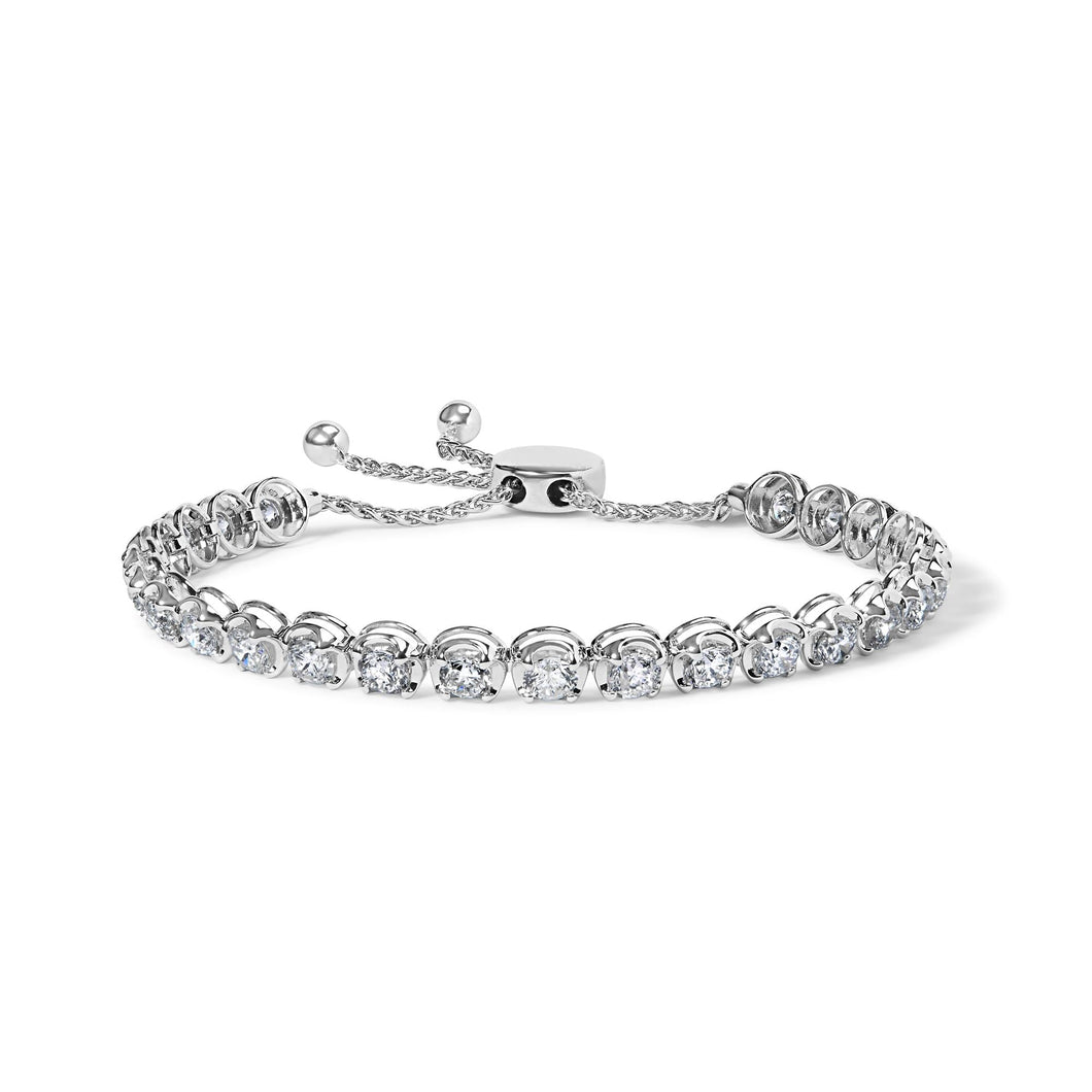 14K White Gold 6.00 Cttw Diamond 4”-10” Adjustable Bolo Tennis Bracelet (I-J Color, I1-I2 Clarity)-0
