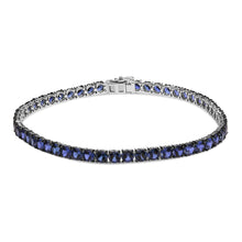Men's .925 Sterling Silver Created Blue Sapphire Tennis Bracelet - 8.5" Inches-0