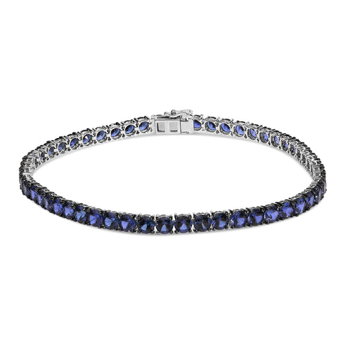 Men's .925 Sterling Silver Created Blue Sapphire Tennis Bracelet - 8.5