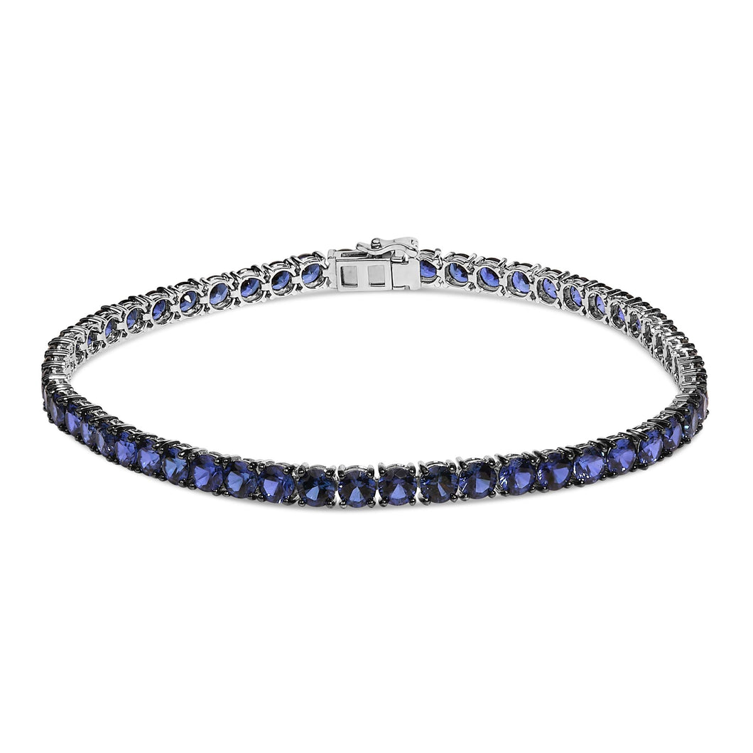 Men's .925 Sterling Silver Created Blue Sapphire Tennis Bracelet - 8.5