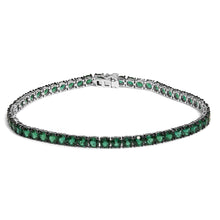 Men's .925 Sterling Silver Created Green Emerald Tennis Bracelet - 8.5" Inches-0