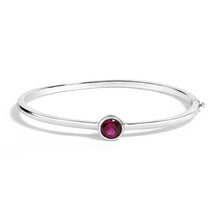 .925 Sterling Silver 7X7MM Created Red Ruby Solitaire Bangle Bracelet - 7 Inches-0
