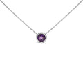 .925 Sterling Silver 7MM Bezel Set Created Gemstone Pendant Necklace - 18" Inches-0