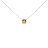 .925 Sterling Silver 7MM Bezel Set Created Gemstone Pendant Necklace - 18