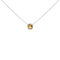 .925 Sterling Silver 7MM Bezel Set Created Gemstone Pendant Necklace - 18
