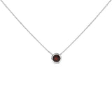 .925 Sterling Silver 7MM Bezel Set Created Gemstone Pendant Necklace - 18