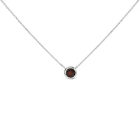 .925 Sterling Silver 7MM Bezel Set Created Gemstone Pendant Necklace - 18
