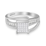 10K White Gold 1/3 Cttw Invisible Set Princess-cut Diamond Cluster Bypass Ring (H-I Color, SI1-SI2 Clarity)-0 thumbnail 1