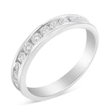 IGI Certified 1/2 Cttw Round Brilliant Cut Diamond 18K White Gold Channel Set Eternity Style Wedding Band Ring (H-I Color, I1-I2 Clarity)-0 thumbnail 1