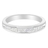 .925 Sterling Silver 1/2 Cttw Princess-Cut Diamond Channel-Set Half-Eternity Wedding or Anniversary Band Ring (H-I Color, I2 Clarity)-0 thumbnail 1
