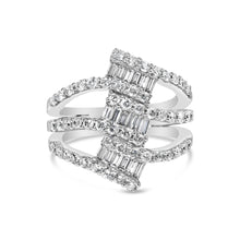18K White Gold 1 3/4 Cttw Diamond Multi Crossover and Split Shank Cocktail Ring-0