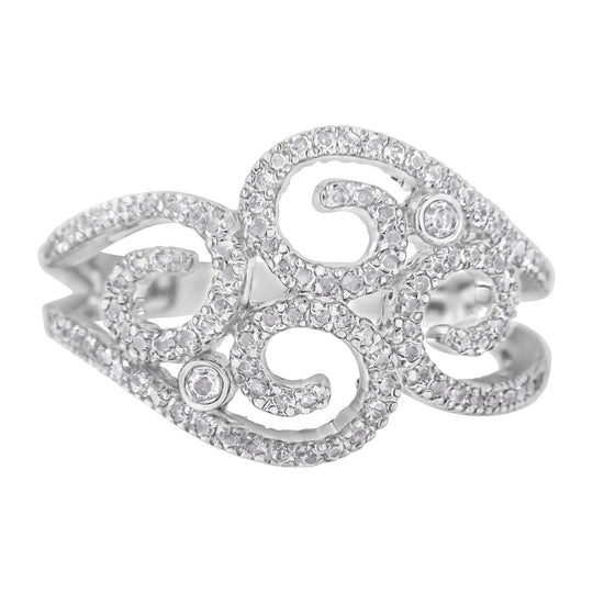 14K White Gold Round Cut Diamond Cluster Ring (1/2 cttw, SI1-SI2 Clarity, H-I Color)-0