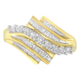 10K Yellow Gold Round and Baguette Diamond-Cut Ring (1/2 Cttw, I-J Color, I1-I2 Clarity)-0 thumbnail 1