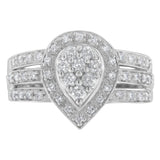 10K White Gold Diamond Cocktail Teardrop Ring (1/2 Cttw, H-I Color, SI2-I1 Clarity)-0 thumbnail 1
