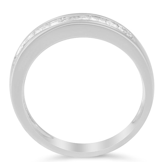 .925 Sterling Silver 1/3 Cttw Baguette Cut Diamond Channel Set Stackable Wedding Ring (H-I Color, I1-I2 Clarity)-0