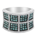 14K White Gold White and Treated Blue Diamond Cocktail Ring (1 1/2 Cttw, H-I Color, I1-I2 Clarity)-0