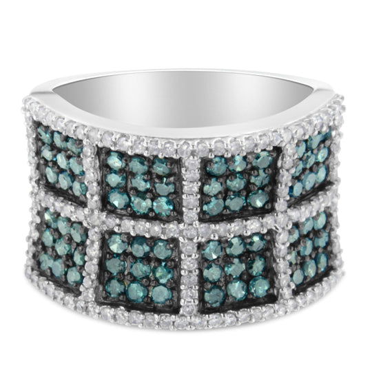 14K White Gold White and Treated Blue Diamond Cocktail Ring (1 1/2 Cttw, H-I Color, I1-I2 Clarity)-0