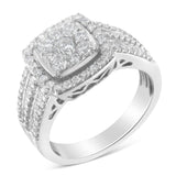 10K White Gold Diamond Cluster Ring (1 Cttw, H-I Color, I1-I2 Clarity)-0 thumbnail 1