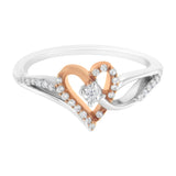 10K Rose Gold Plated .925 Sterling Silver 1/5 Cttw Diamond Two Tone Open Heart Promise or Fashion Ring (I-J Color, I2-I3 Clarity)-0 thumbnail 1